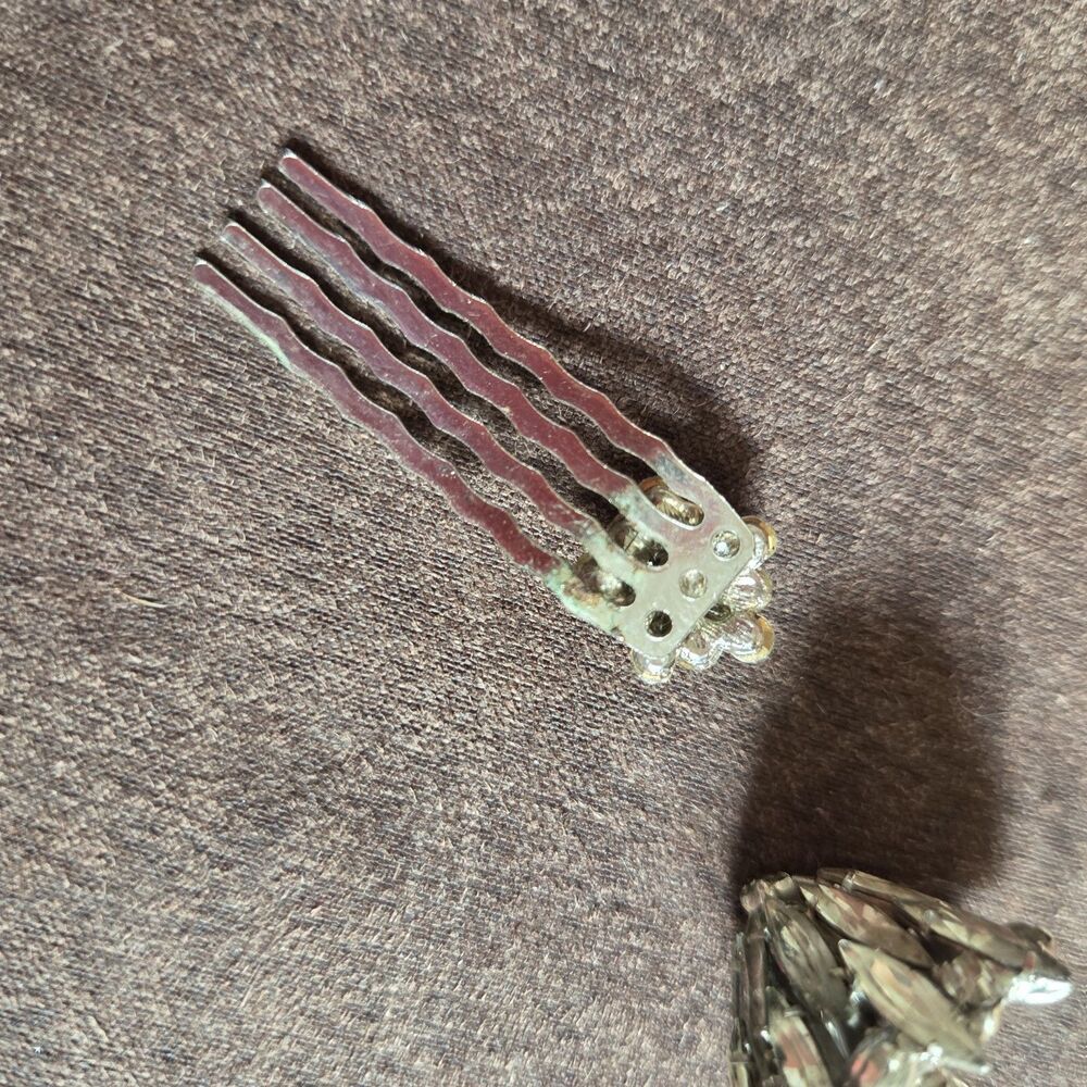 Vintage Rhinestone Hair Comb Lot Bridal Prom Old Hollywood Silver Tone Glam - Picture 2 of 5